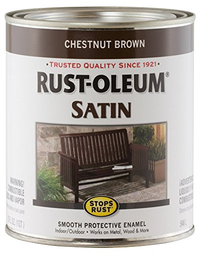 Rust-Oleum 7774502 Stops Rust Brush On Paint, Quart, Satin Chestnut Brown