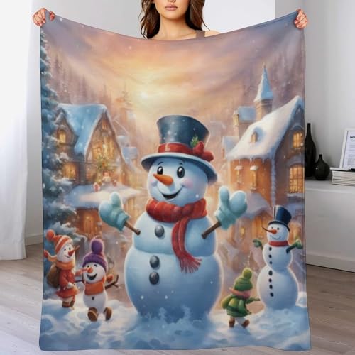 Schneemann Decke Flannel Decken Warm Wohndecke Weiche Fleecedecke Als Sofaüberwurf Couchdecke Tagesdecke Für BettundSofa130×150cm