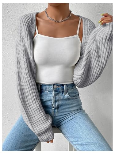 Image of Verdusa Women's Y2k Cropped Cardigan Sweaters Lightweight Knit Open Front Bolero Shrugs Spring Fall Outfits