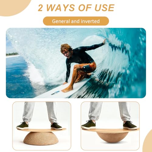 Kork Halbkugel Balance Board, Massives Naturkork Antirutsch, Gleichgewichtstrainer Ø15 cm H 7,5 cm, Passend für Balanceboards Wackelbretter, Für Fitness Yoga Pilates Reha Boardsport Erwachsene Kinder