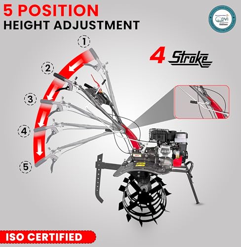 Image of DVI 7HP 4 Stroke Power Weeder with AIR Cooled Petrol Engine Suitable for Farm & Agriculture | Used for Weeding in All Types of Crops with High Carbon Metal Blades. (with Iron Wheel Type (3))