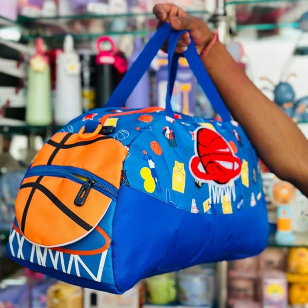 Image of 3D Design Duffle Bag for Kids & Adult| Large Compartment Foldable Luggage with Shoulder Strap | Lightweight Travel & Short Trips Storage Organizer for Women (Basketball)