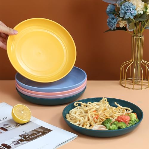 Image of Unbreakable Deep Plates for Cereal, Cafes, Restaurants, Sandwich, Bread and Butter, Dessert, Appetizer, Indoor, Out Door Eco Friendly Dishwasher & Microwave Safe (20cm+23cm, Blue, Pack of 6)