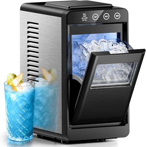 Image of Electactic Ice Makers Countertop,26Lbs /24H,8Pcs in 6Mins,Portable Ice Maker Machine with Self-Cleaning,Interior Lighting,2 Sizes of Bullet Ice for Home /Office /Party(Black)