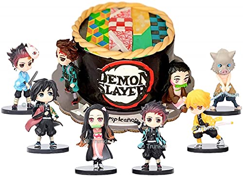 Image of Trunkin Demon Slayer Nezuko Tanjirou Zenitsu Giyuu Inosuke Action Figure Toy for Kids | Anime Kimetsu No Yaiba Figurine Toy (Set of 6), Rubber