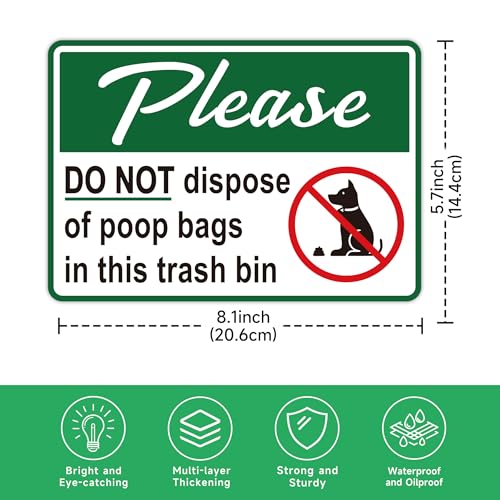 Image of 2PCS Please Do Not Dispose Poop Bags in This Trash Bin Stickers, Self-Adhesive Weatherproof Vinyl Do not Throw Dog Poop Bag in The Trash Sign, Trash Can Stickers for Home，House，Yard，Restaurant