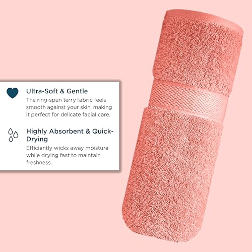 Image of Sulfar 100% Terry Ring Spun Cotton Face Towel - Quick-Dry, Highly Absorbent (480 GSM) (30 x 30 Cm) Coral Pink (Pack of 1)