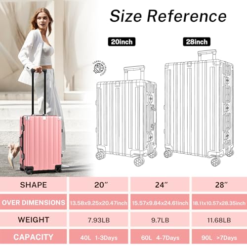 Krute Luggage 28 Inch Aluminum Frame Luggages TSA Lock No Zipper Checked Suitcase with Spinner Wheels Hardshell Lightweight PC+ABS Large Suit Case3