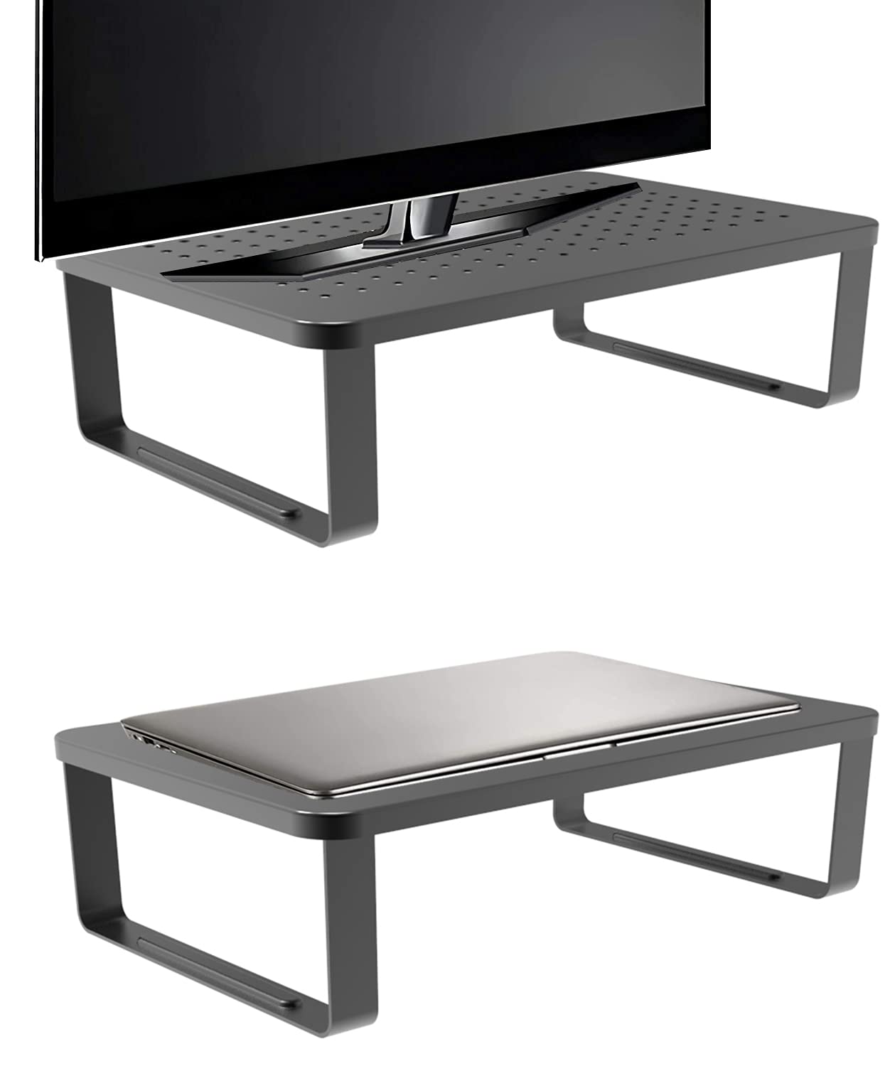2Pack Dual Monitor Stand with Ventilated Metal Top & NonSkid Legs