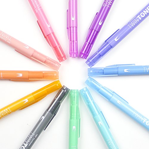 Tombow 61501 Twintone Marker Set, Pastel, 12-Pack. Double-Sided Markers Perfect For Planners, Journals, Doodling, And More! #TOP6