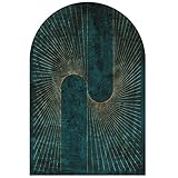 ARUGYTEI Teppich Kurzflor,dunkelblau mit goldenen Linien, Teppiche für Wohnzimmer Schlafzimmer Schule, Versammlungsraum, Büro, Kindergarten, Restaurant,arciform,Geometric Shape 160 x 230 cm