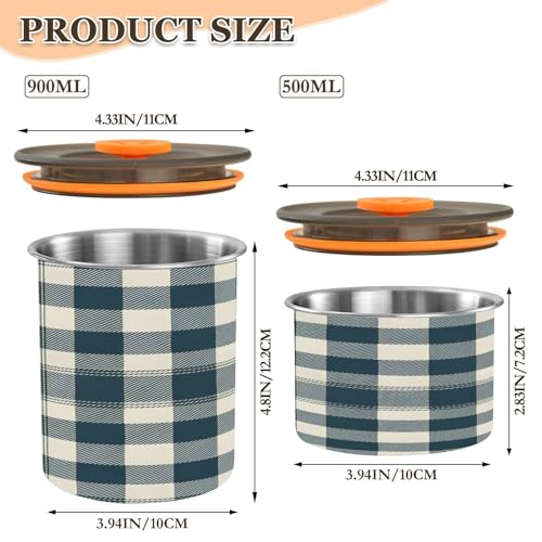 Envase de café hermético azul retro de acero inoxidable 17oz miniatura 3