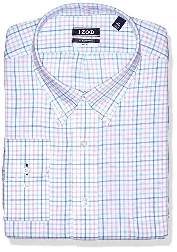 IZOD Men's FIT Dress Shirt Stretch Check (Big and Tall), Green Multi, 19