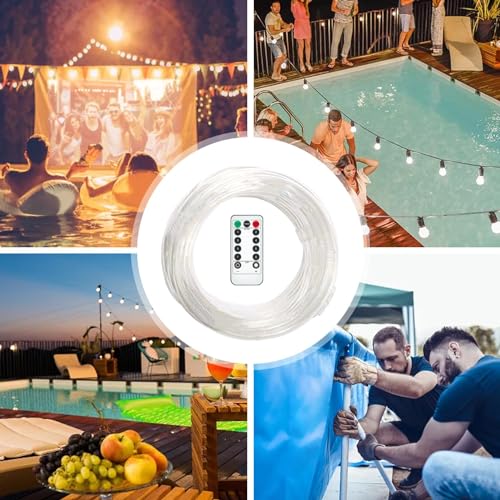 Luzes de piscina acima do solo, luzes de corda de piscina para piscinas acima do solo | Luzes de aro