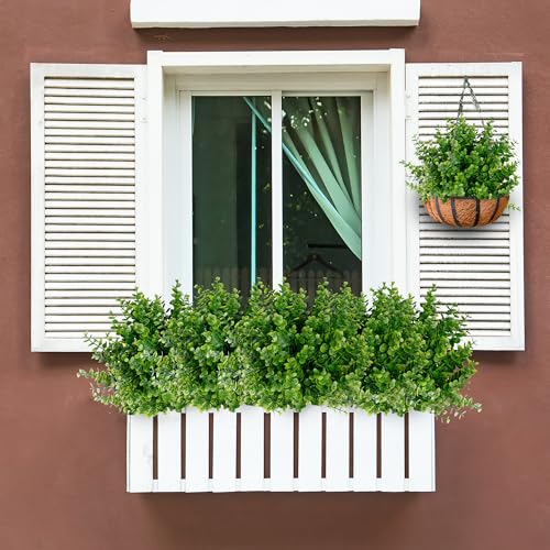 Sggvecsy-Artificial-Flowers-for-Outdoors-24-Bundles-UV-Resistant-Boxwood-Shrubs-Artificial-Eucalyptus-Fake-Plants-Faux-Plastic-Greenery-for-Farmhouse-Garden-Indoor-Outdoor-Home-Wedding-Decoration Sggvecsy Artificial Flowers for Outdoors 24 Bundles UV Resistant Boxwood Shrubs Artificial Eucalyptus Fake Plants Faux Plastic Greenery for Farmhouse Garden Indoor Outdoor Home Wedding Decoration