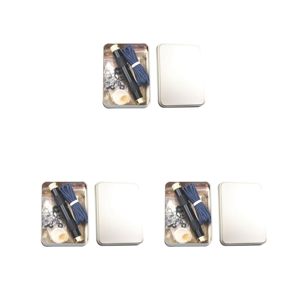 Lot de 3 pistons de feu en laiton portables en alliage d'aluminium pour flamme à compression d'air, urgence, pique-nique, voyage, pêche, outil de survie noir