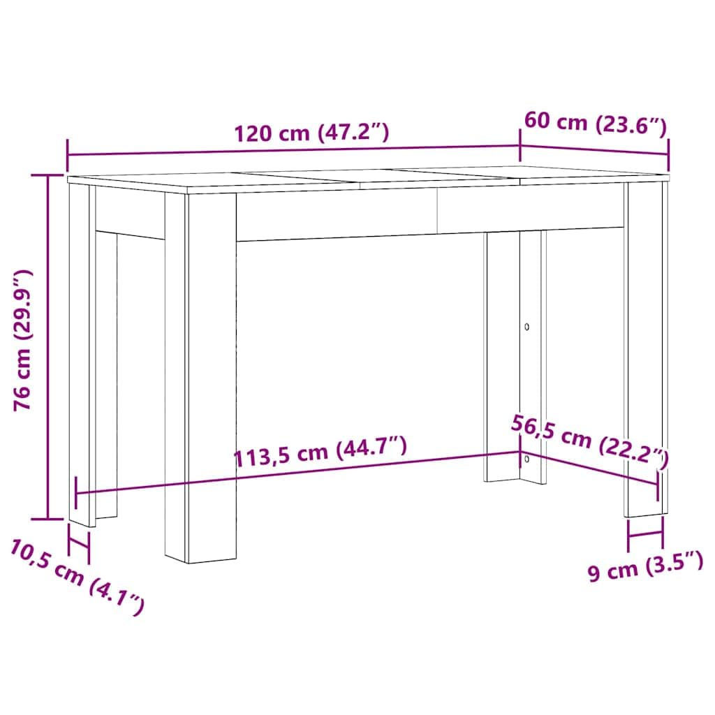 Stół do jadalni 120 x 60 x 76 cm drewno obrabiane beton szary