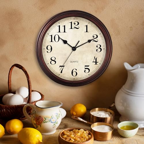 HYLANDA Wall Clock, 9 Inch Silent Non Ticking Classic Battery Operated Clocks, Decorative for Living Room, Bedrooms, Bathroom, Kitchen Office (Bronze) - Image 3