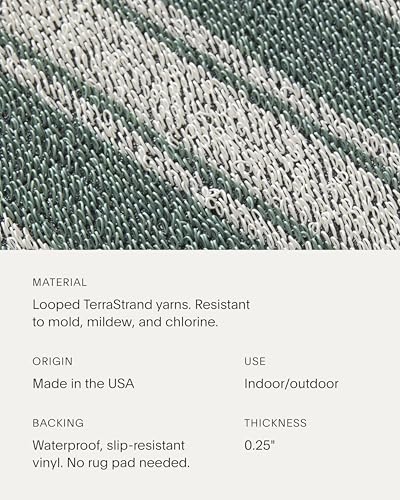 Image of Chilewich Martha by Martha Stewart Boardwalk Stripe Shag Mat | Premium Indoor /Outdoor Runner Rug for Entryway, Kitchen, Dining Room, Bathroom, Patio, Waterproof Backing, Seaside, 2'x 6'