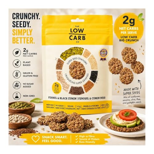 Image of The Low Carb Co High Protein Seed Crackers, Fennel & Black Cumin, 3-Pack