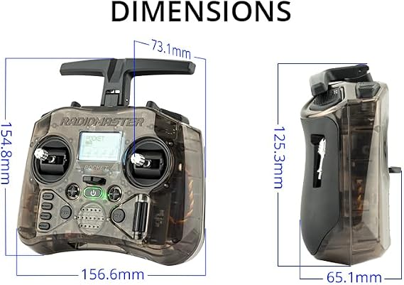 RadioMaster Pocket Remote Controller Hall Gimbal EdgeTX Built in LED Portable Lightweight (ELRS Charcoal Mode 2)