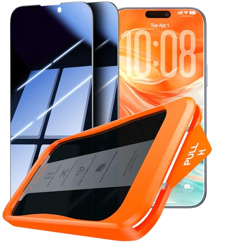 TORRAS für iPhone 15 Pro für Panzerglas Sichtschutz [TOP 9H+ Bruchsicheres & Full Screen] Privacy Schutzfolie iPhone 15 Pro Dauerhaft 0 Blasen EinbaurahmenKompatibel mit Hülle 2 Stück