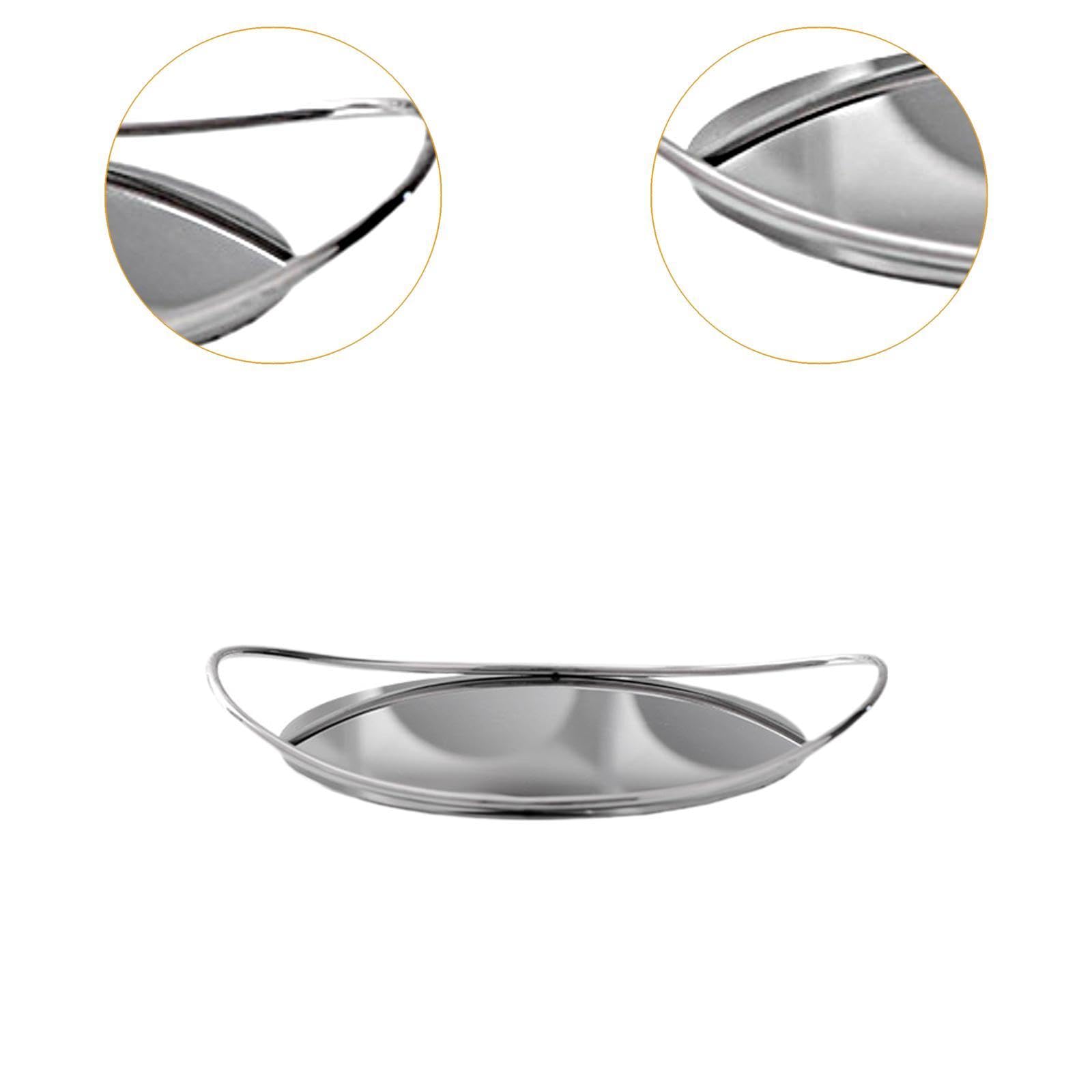 Bandeja Espejo Soporte de Organizador para Servir Postres Frutas Bandeja Decorativa Asas Metálicas Antideslizantes Adecuada para Bar Boda Regalo, Plata, Individual