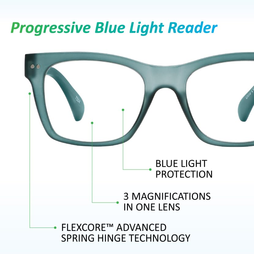 Image of SAV Tri-Focus Unisex E2313 Barcelona Blue Light Progressive Reading Glasses - Durable, High-Performance Readers