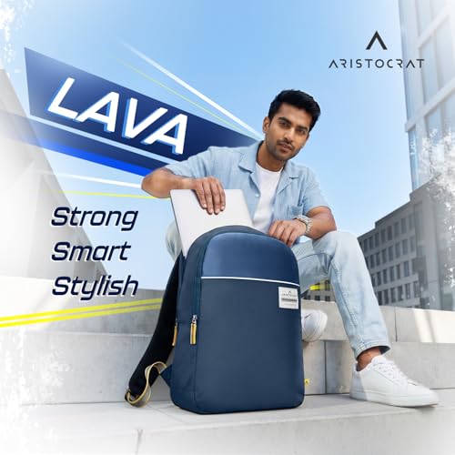 Image of Aristocrat Lava 17 Inch Compatible Laptop Backpack 25L | Premium Durable Fabric | 2 Compartments with Side Bottle Pocket | Padded Backpanel | Office & Travel Backpack for Men & Women