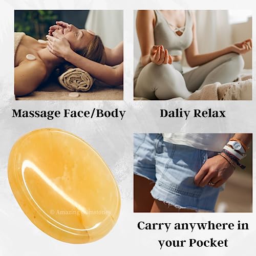 Image of Amazing Gemstone Yellow Aventurine Worry Stone Crystals and Healing Stones - Worry Stones for Stress Relief Gifts - Piedra Crystal Fidget for Meditation - Unique Stocking Stuffers and Birthday Gifts