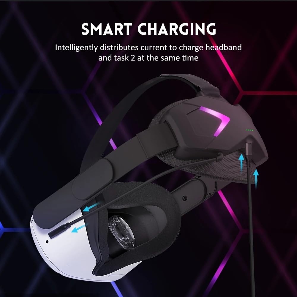 Correa ajustable para la cabeza Quest 2, soporte mejorado, cómodo, táctil, batería integrada para accesorios Quest 2 VR