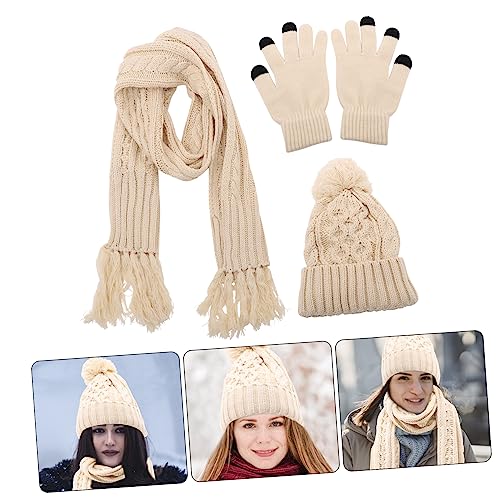 1set Hat Scarf Gloves Set Warm Knitted Beanie Touchscreen Gloves and Cozy Scarf for Men and Women Accessories for Outdoor Activities and Fashion Events2