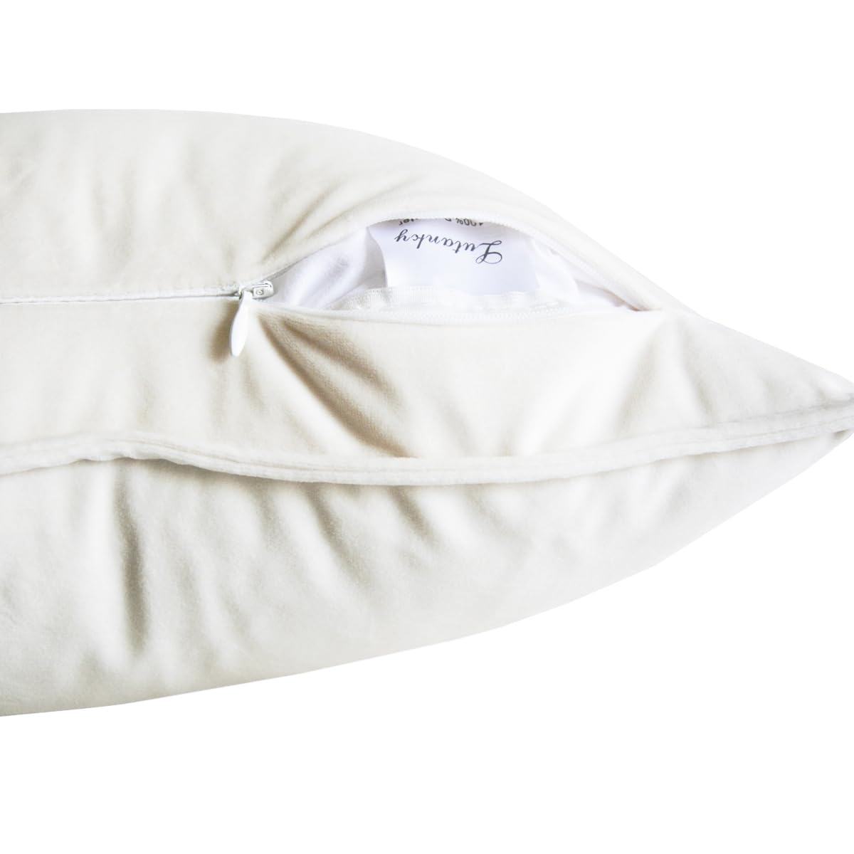 Lutanky Velvet Cushion Covers 18 x 18 Inch Creamy White Decorative Square Throw Pillow Covers (Pack of 2 )Soft Piped Pillowcases for Sofa Bedroom with Invisible Zipper 45cm x 45cm - Image 4