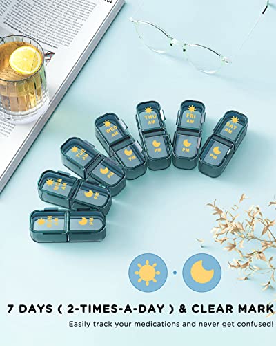 Am/Pm Pill Organizer 7 Day, Pill Box 2 Times A Day - Acedada Weekly Pill Organizer Twice A Day With Large Compartment, Portable Daily Medicine Container Case For Vitamin, Fish Oils, Supplements, Blue #TOP2