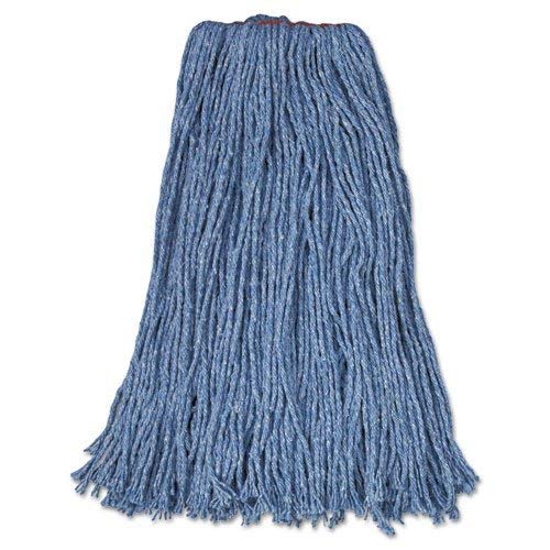 Rubbermaid Commercial FGF51800BL00 12-Piece 24 oz. Cotton/Synthetic Cut-End Blend Mop Head with 1 in. Band (Blue)