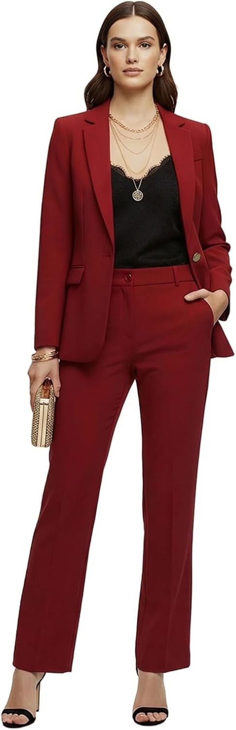 Women's 2 Piece Pant Suit Set Winter Thicken Dressy Business Casual Outfits Professional Blazer Pantsuits Work Office - Image 3