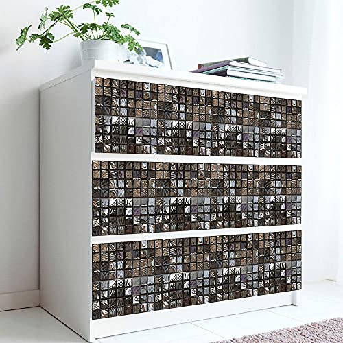 Stick on Tiles Silver Brown Texture Tile Stickers PVC Self Adhesive Wall Tiles Heat Resistant Tile Stickers for Kitchen Bathroom Waterproof Peel and Stick Floor Tiles Tile Paint 15x15cm