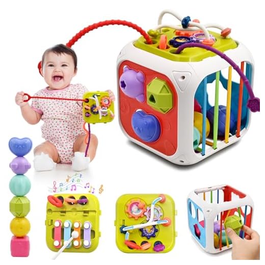 Juguetes Niños 1 2 Año, 7 in 1 Montessori Sensoriales Educativos Juguete para Bebe 6-12 18 Meses Cubo de Actividades Juguetes Clasificador de Formas para 1 2 3 Años Regalo de Cumpleaños Navidad