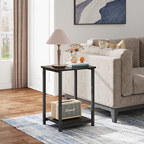Wlive End Table, 2-Tier Small Side Table With Open Storage, Narrow Side Stand For Bedroom, Living Room, Couch, Study, Modern End Stand With Sturdy Metal Frame, Sturdy Easy Assembly,Black #TOP1