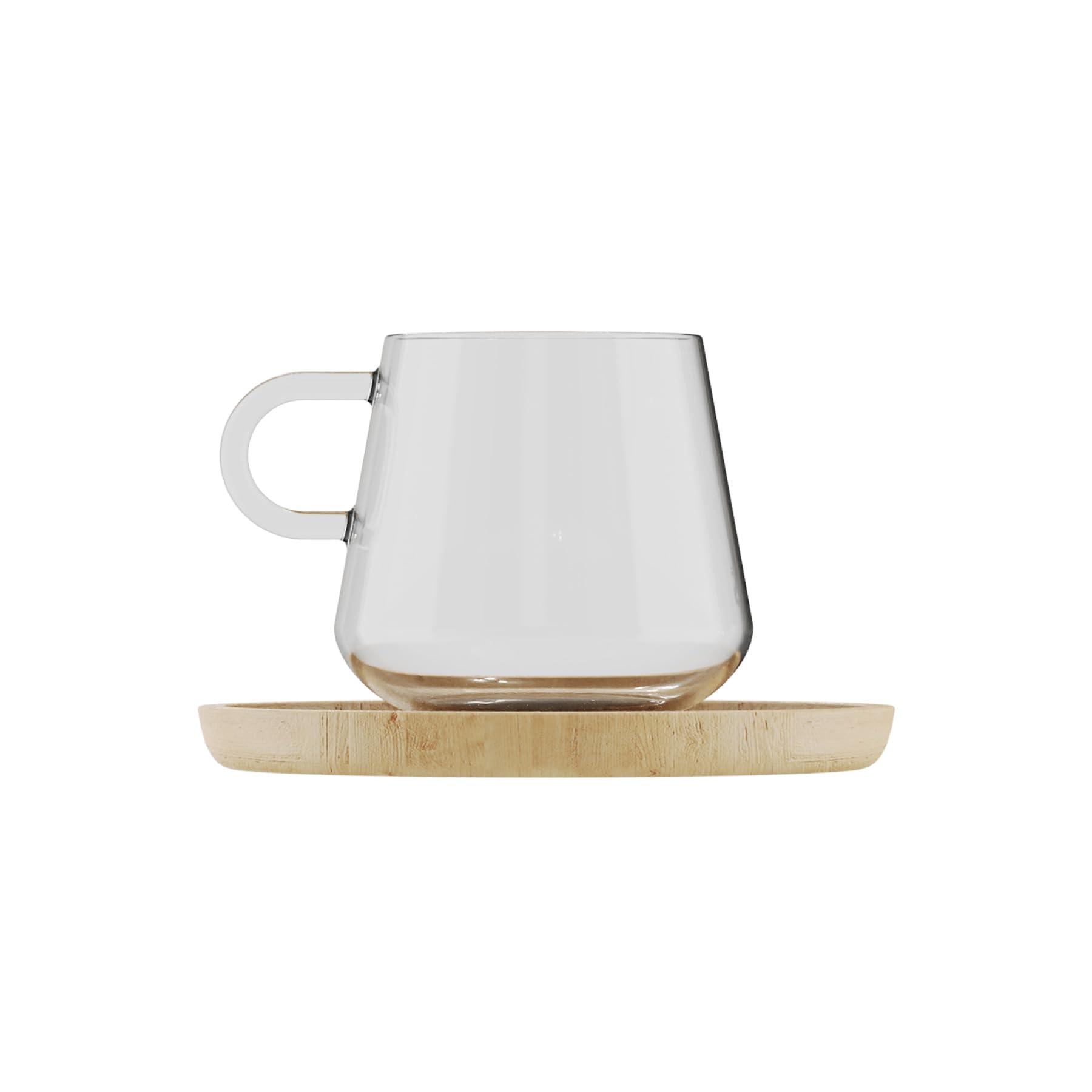 Glas-Espressotassen, 2er Set inkl. Holzuntersetzer, Buche