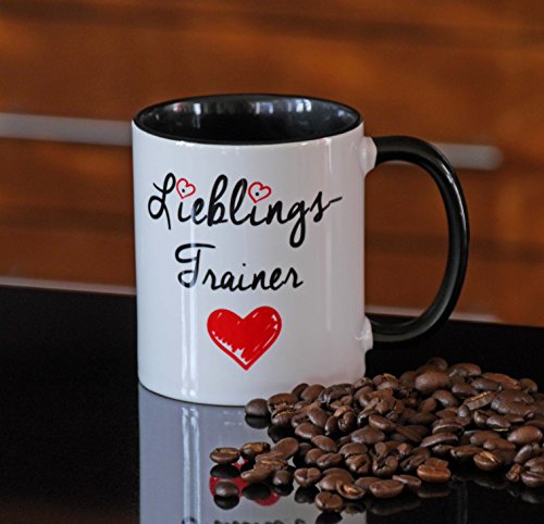 NICE-PRESENTS Lieblingstrainer Hochwertige Tasse für den zuverlässigen Trainer in Beruf, Schule oder Sport in top Qualität, beidseitig Bedruckt. EIN Dankeschön als tolles Geschenk.