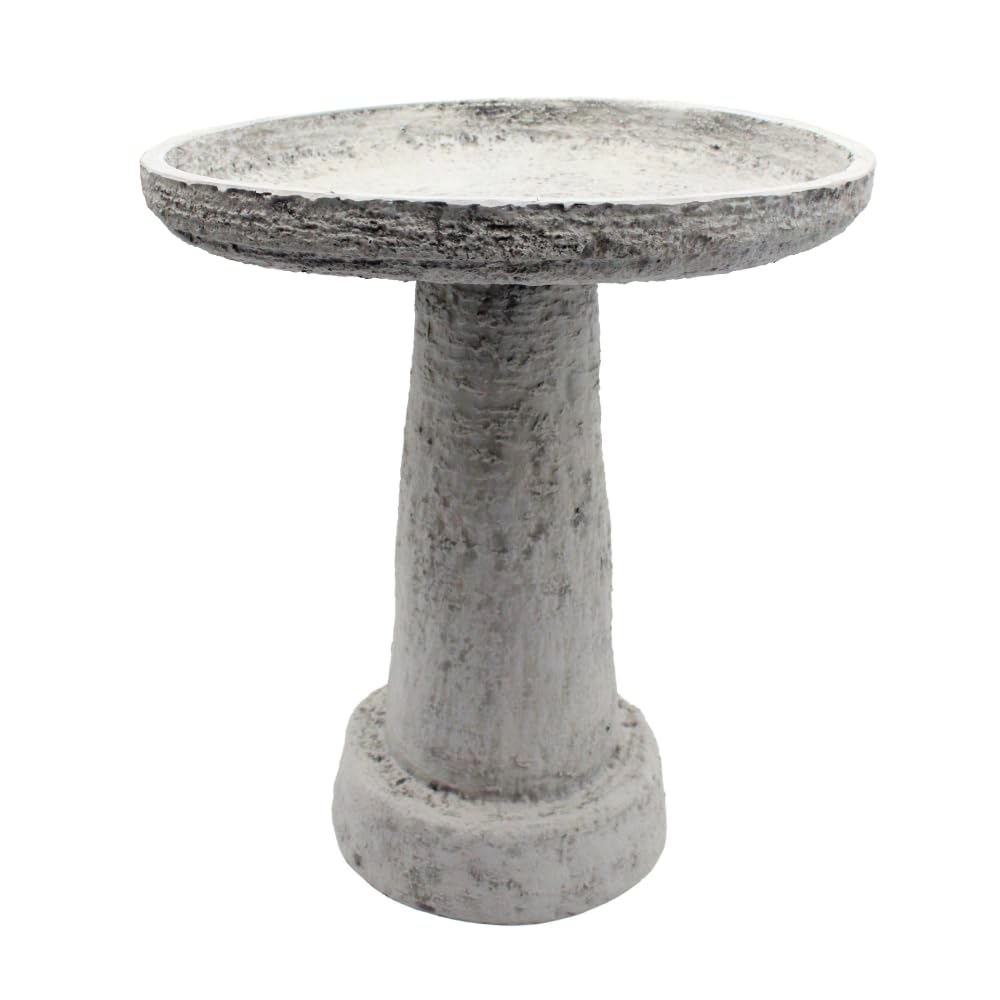Gardening Naturally Sorrento Stone Lite Bird Bath – Lightweight Outdoor Garden Water Feature for Birds (Light Grey)