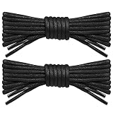 Stepace Rund Gewachst Schnürsenkel [2 Paar] Reißfest Oxford-Schuhbänder für Business-Schuhe Anzugschuhe, ca. 2,5-3mm Durchmesser, 66 cm - 135 cm Länge Black-96