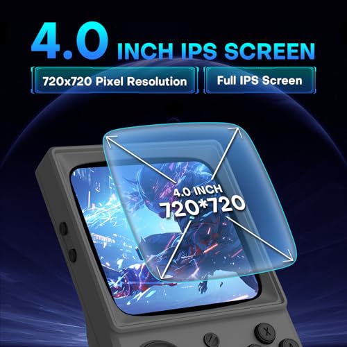 Image of R36TMAX Retro Handheld Game Console, Retro Gaming Console with 4.0 Inch 720x720 IPS Screen, Portable Handheld Linux System, 4000mAh Battery (Lead Gray-64GB)