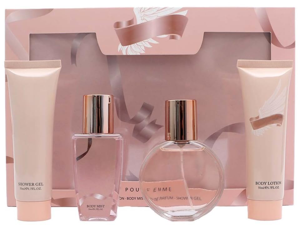 Women’s Fragrance Gift Set with Body Spray, Body Mist, Shower Gel & Body Lotion | Soft Floral Fresh Scent | Long Lasting Daily Wear | Premium Self Care