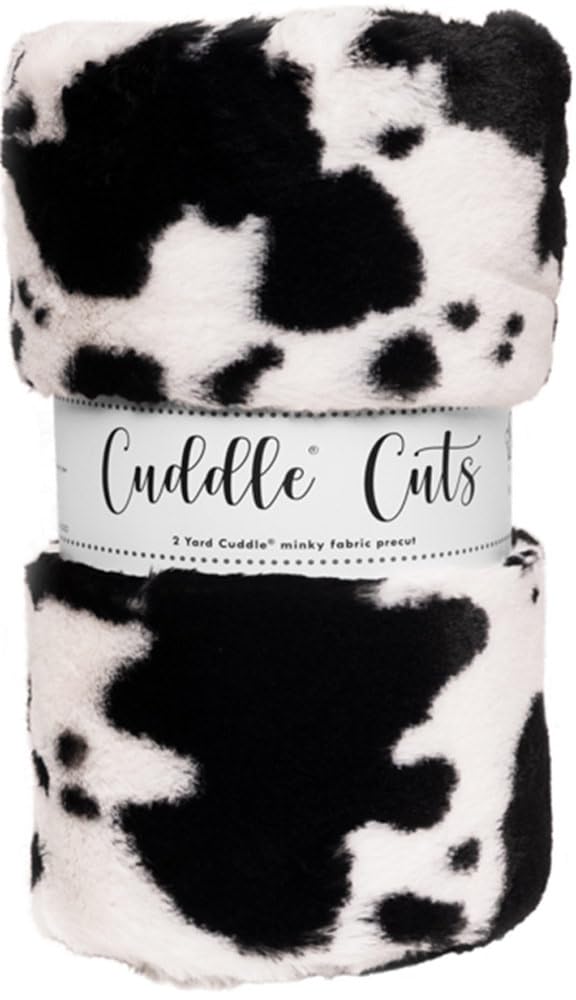 Minky Luxe Cow Snow/Black Cuddle Cuts 1 2-Yard Cut Shannon Fabrics