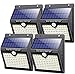 Kilponen Luz Solar Exterior,【4 Paquete - 180 °Iluminación 】Foco Solar Exterior con Sensor de Movimiento y 3 Modos Inteligentes Lámpara Solar Impermeable Luz de Seguridad para jardín Camino