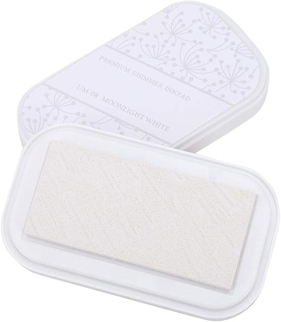 Ink Pads for Stamping, Ink Pads DIY Hand Stamping Ink Craft for Baby Rubber DIY Coloring Stamps Book Paper Wood Fabric(Moon White)
