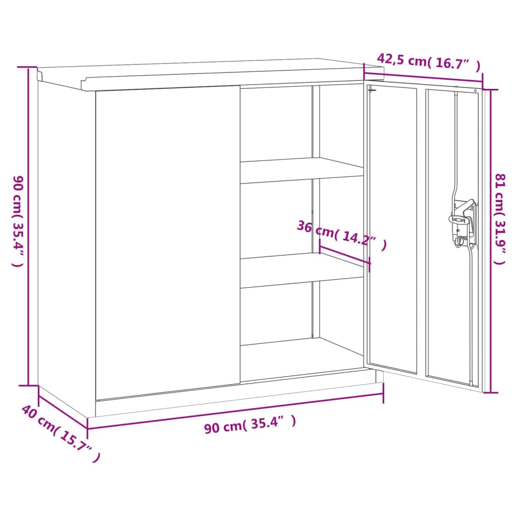 vidaXL Armadio Classificatore Bianco 90x40x130 cm in Acciaio, armadio classificatore, schedario da ufficio, schedario in metallo