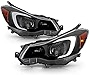 ACANII - For [Halogen Model] 2012-2015 Subaru Impreza XV Crosstrek Black Housing LED Tube Projector Headlights Headlamps